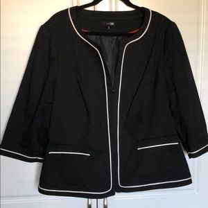 Blazer with white piping trim